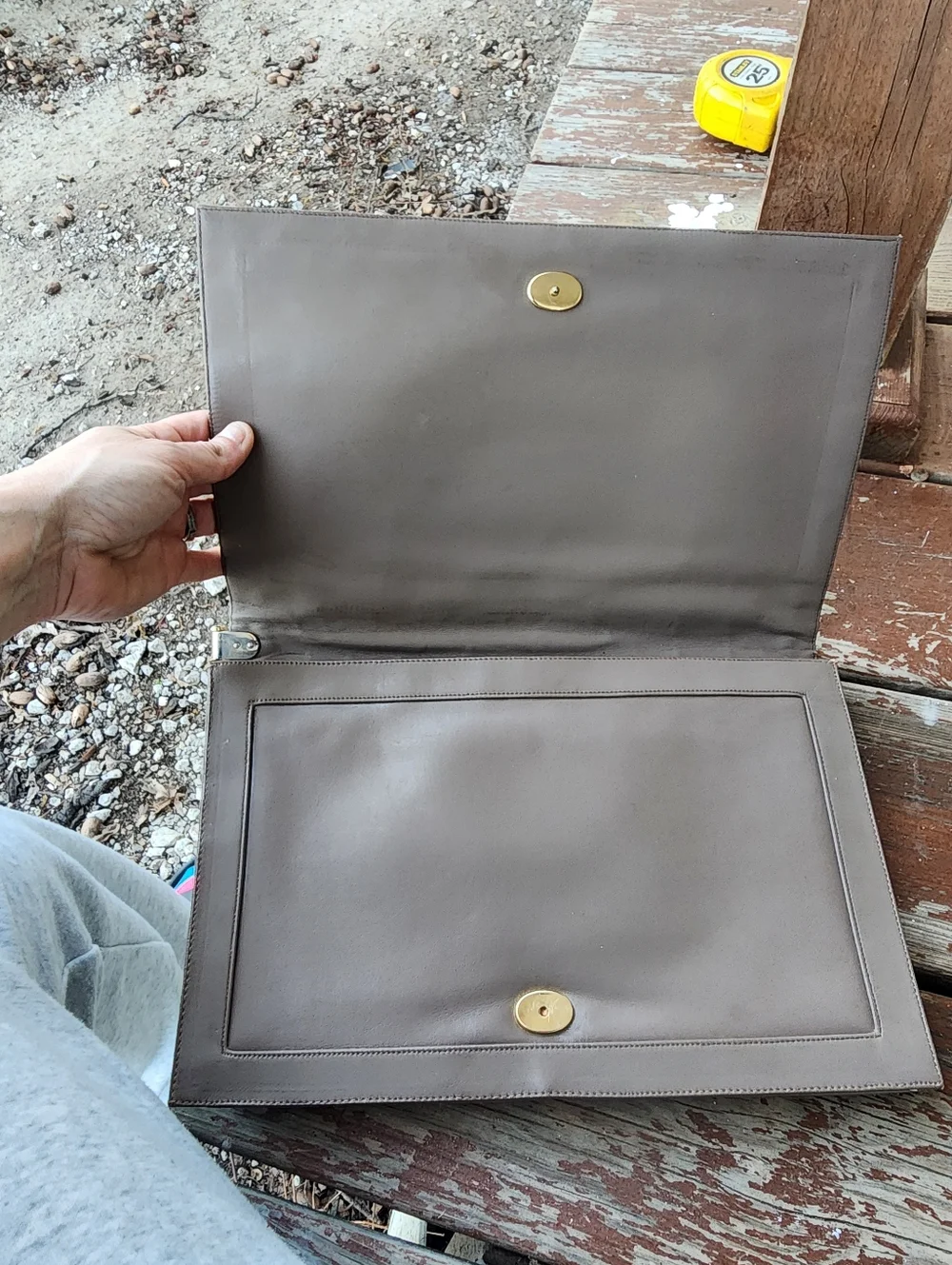 Men's Leather Wristlet Clutch - Taupe